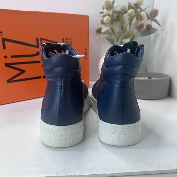 Miz Mooz Mosley Side Zip High Top Leather Sneaker Denim Women EU 38/7.5 NWB FLAW - Picture 4 of 12